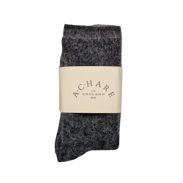 Fluffy Coal Grey Lambswool mix socks (Women)