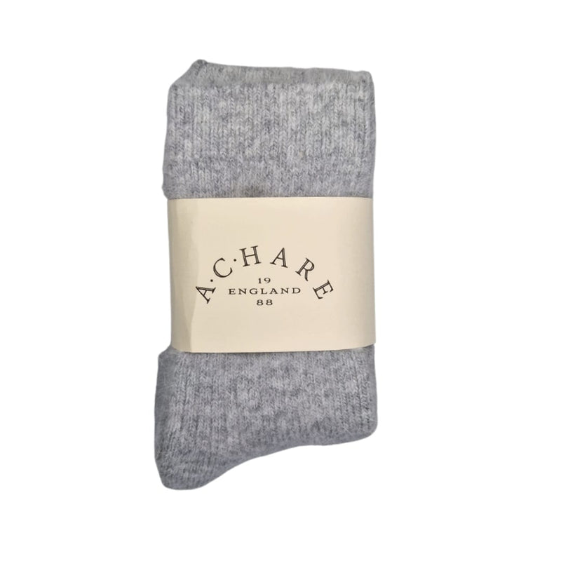 Fluffy Light Grey Lambswool mix socks (Women)